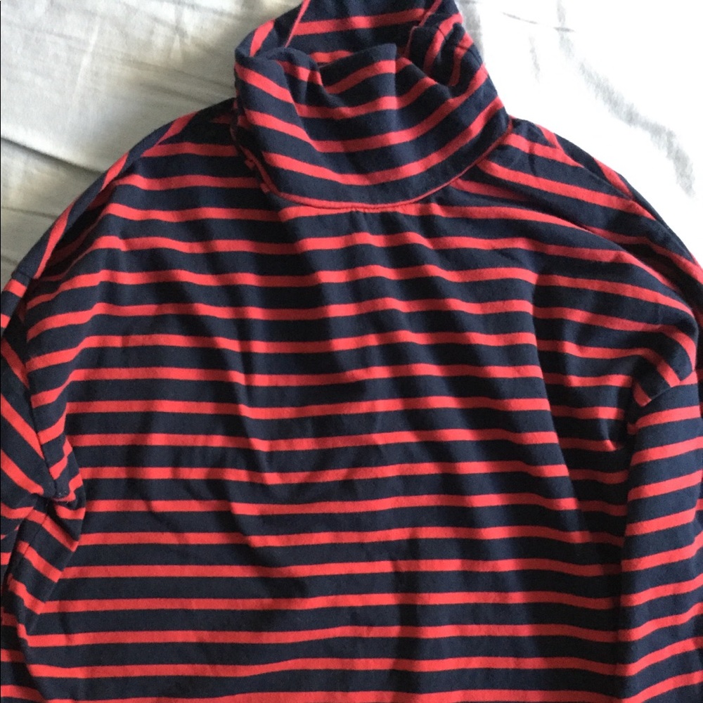 Navy and red turtle neck